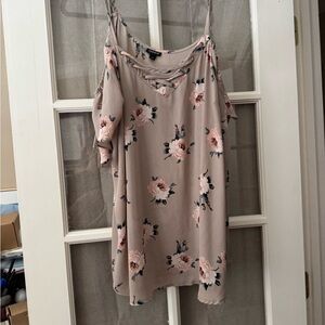 Torrid Beige Floral Lace-Up Top